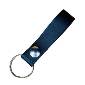 Black loop keychain 4.5 inch smooth black leather strong snap
